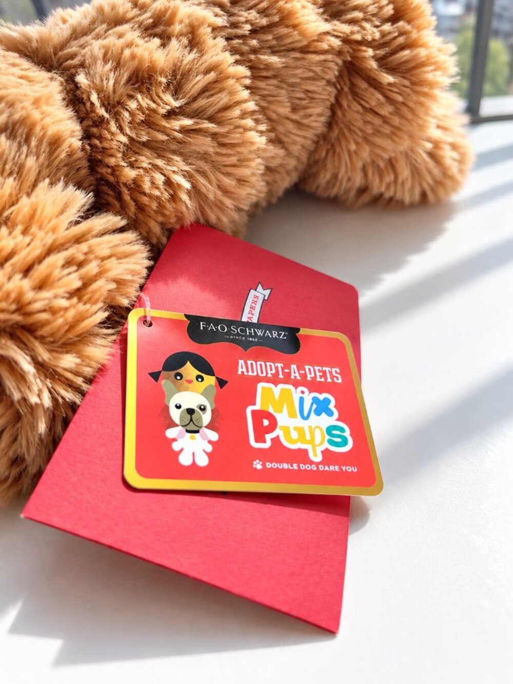 FAO Schwarz Adopt-A-Pets Mix Pups Brown Plush Dog Stuffed Animal - Picture 7 of 9